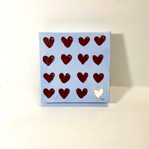 ORIGINAL HANDMADE Acrylic Heart Art on 6”x6”x1.5” Gallery Wrapped Canvas - Picture 2 of 9